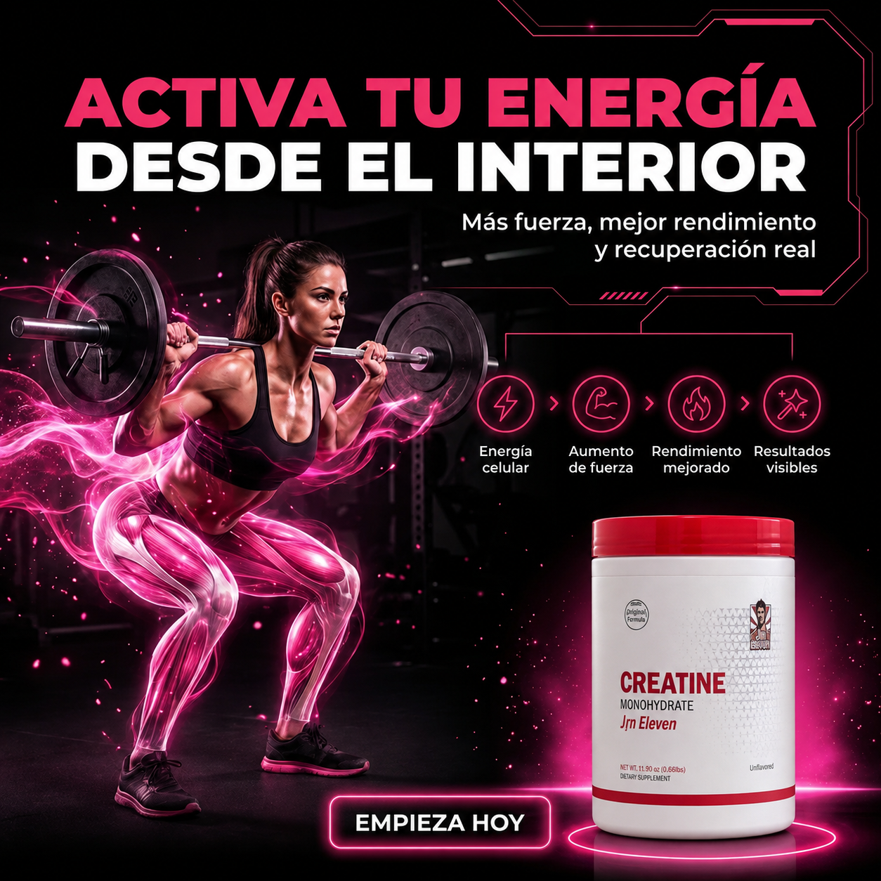 Creatina Monohidratada para Mujeres – Más Fuerza, Energía y Recuperación Muscular Rápida + envio grátis + regalo