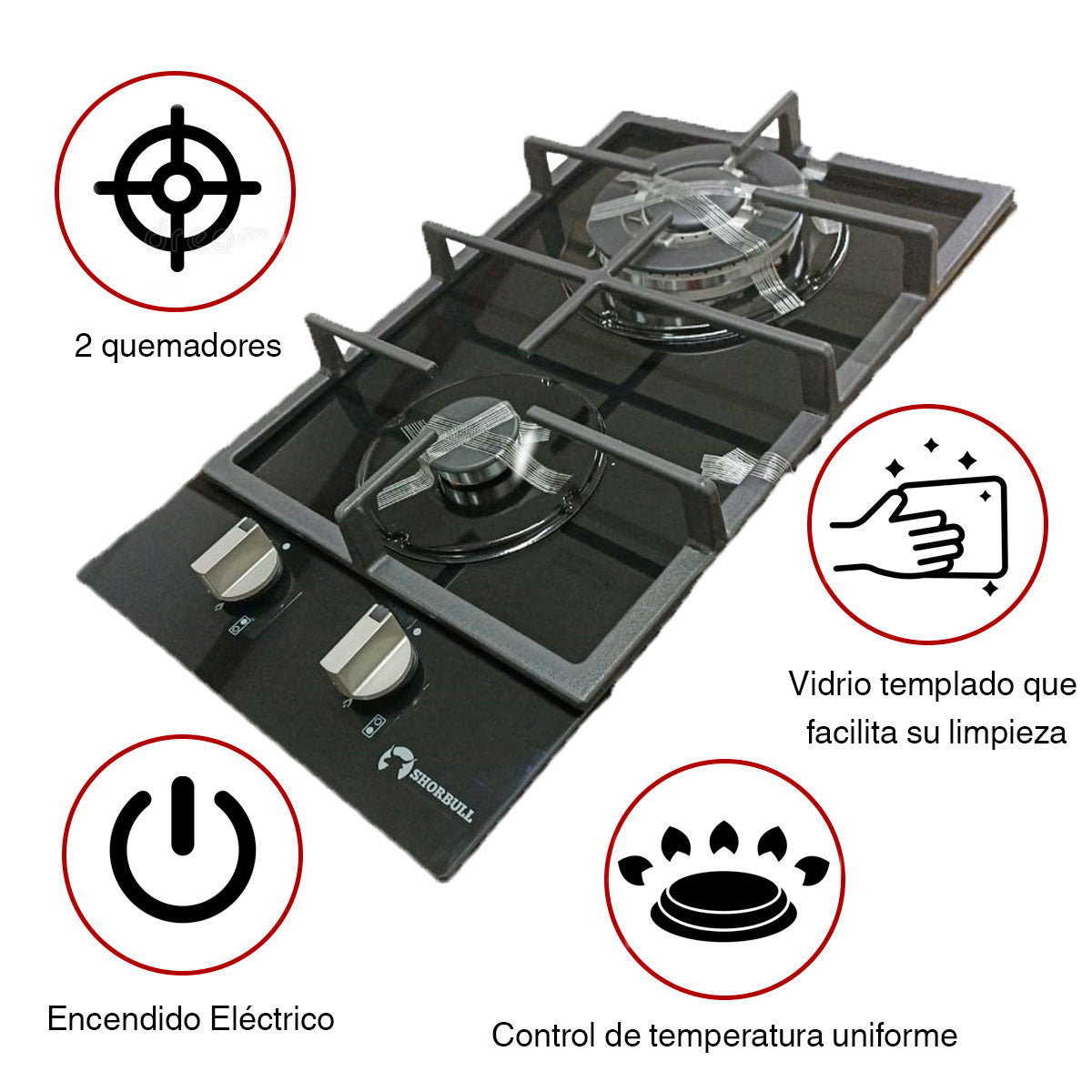 Parrilla 2 Quemadores Vidrio + Envio Gratis + Regalo