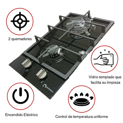 Parrilla 2 Quemadores Vidrio + Envio Gratis + Regalo