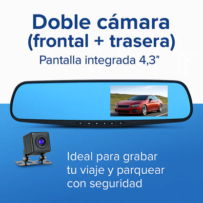 Retrovisor 2 en 1 con Cámara | Protege tu carro y graba todo