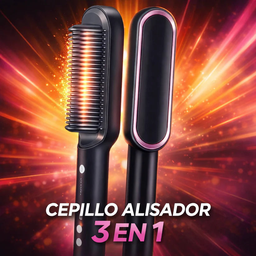 Cepillo Alisador 3 en 1 | Cabello liso y sin frizz en minutos ✨