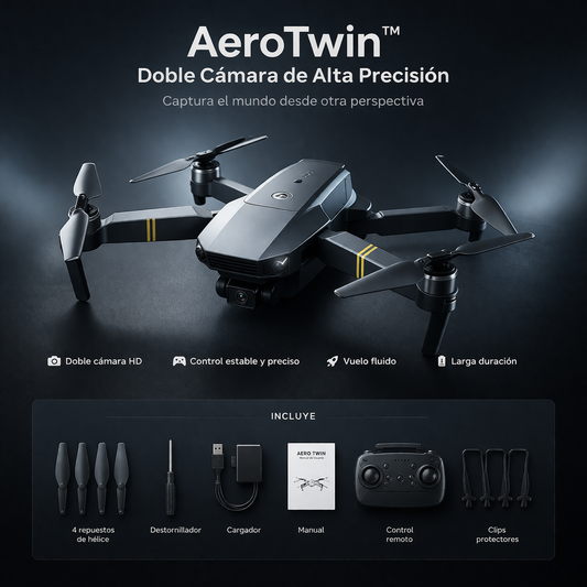 AeroTwin™ | Dron Camara Dual | Full Accesoríos + Envio Gratis