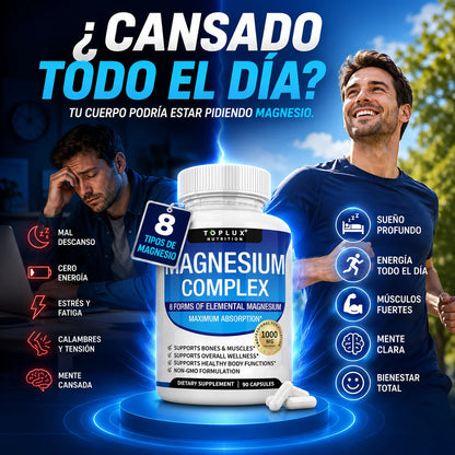 Suplemento Magnesio Complex Toplux  8 en 1 | 90 Cp + Envio Gratis + Regalo