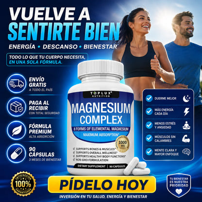 Suplemento Magnesio Complex Toplux  8 en 1 | 90 Cp + Envio Gratis + Regalo